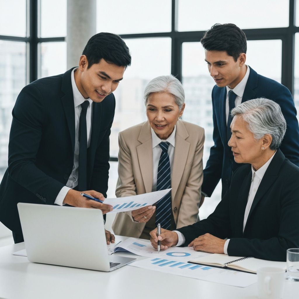 Profesjonalni doradcy biznesowi podczas strategicznej sesji planowania